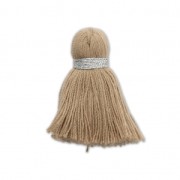 Imitation cotton tassel 35 mm Camel/Silver x1|raw }}