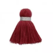 Imitation cotton tassel 35 mm Dark Red/Silver x1