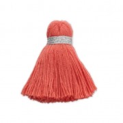 Imitation cotton tassel 35 mm Corail /Silver x1|raw }}