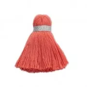 Imitation cotton tassel 35 mm Corail /Silver x1