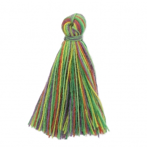 Imitation cotton tassel 27-30 mm Multi Green /Red / Yellow  x1