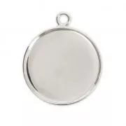 Pendant cabochon setting round-shaped 20 mm Silver Tone x1