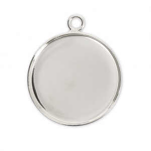 Pendant cabochon setting round-shaped 20 mm Silver Tone x1