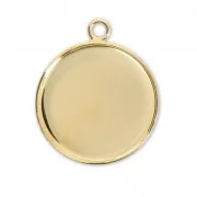 Pendant cabochon setting round-shaped 20 mm fine Gold plated x1