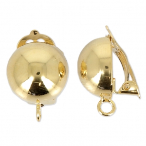 Clip earrings for not pierced ears 13 mm - Ball shape fine fine Gold plated x2