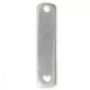 Rectangle openwork heart pendant ImpressArt 37x8.50 mm in pewter x1