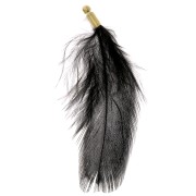 Striped pheasant feather with gold tip - 40 to 50 mm - Black with green highlights|raw }}