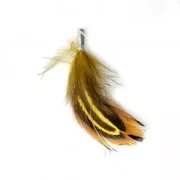 35 mm pheasant feather with a silver tone terminator - Fawn/Black x1