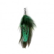 35 mm pheasant feather with a silver tone terminator - Green/Black x1
