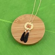 Tie and Dye pheasant feather with a golden terminator 25 mm - Black x1