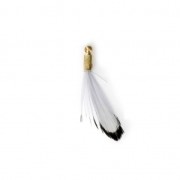 Tie and Dye pheasant feather with a golden terminator 25 mm - Grey/Black x1|raw }}