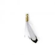 Tie and Dye pheasant feather with a golden terminator 25 mm - Grey/Black x1