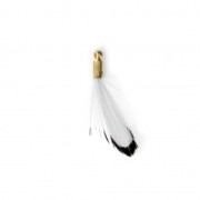 Tie and Dye pheasant feather with a golden terminator 25 mm - White/Black  x1|raw }}