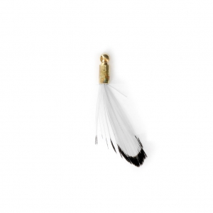Tie and Dye pheasant feather with a golden terminator 25 mm - White/Black x1
