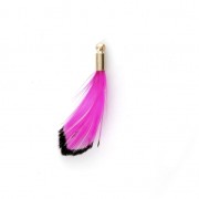 Tie and Dye pheasant feather with a golden terminator 25 mm - Fuchsia/Black x1|raw }}