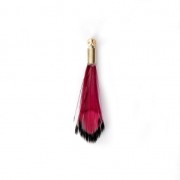 Tie and Dye pheasant feather with a golden terminator 25 mm - Red/Black x1