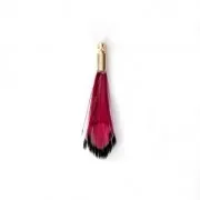 Tie and Dye pheasant feather with a golden terminator 25 mm - Red/Black x1