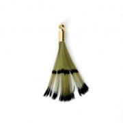 Tie and Dye pheasant feather with a golden terminator 25 mm - Olive/Black x1