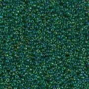 Miyuki Seed beads 15/0 332 - Green AB Dark Blue Lined x8g