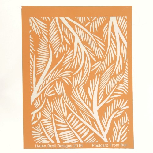 Silk Screen by Helen Breil for polymer clay 95x130 mm - Postcard From Bali