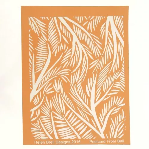 Silk Screen by Helen Breil for polymer clay 95x130 mm - Postcard From Bali