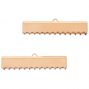 40mm Ribbon crimp ends for DIY jewelry creation - Rose Gold Tone x2