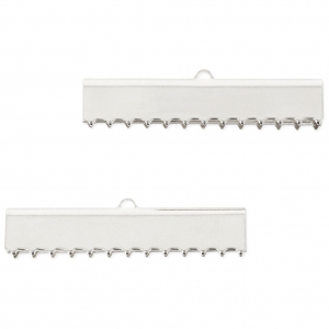 40mm Ribbon crimp ends for DIY jewelry creation - Slver Tone x2