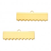 30mm Ribbon crimp ends for DIY jewelry creation -fine Gold plated x2