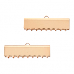 30mm Ribbon crimp ends for DIY jewelry creation - Rose Gold Tone x2