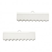 30mm Ribbon crimp ends for DIY jewelry creation - fine silver plating x2