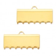20mm Ribbon crimp ends for DIY jewelry creation -fine Gold plated x2