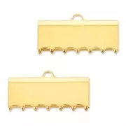 20mm Ribbon crimp ends for DIY jewelry creation -fine Gold plated x2