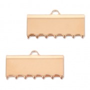 20mm Ribbon crimp ends for DIY jewelry creation - Rose Gold Tone x2|raw }}