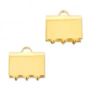 10mm Ribbon crimp ends for DIY jewelry creation -fine Gold plated x4