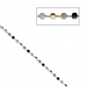 Chain with faceted glass beads 1.7 mm mm Golden/Multi Grey x50cm