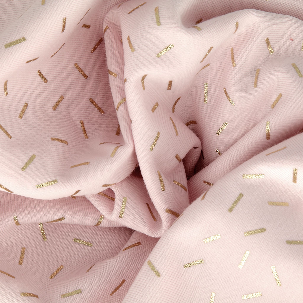 Jersey Cotton Fabric Wonderland Lines Powder Gold X10cm Perles Co