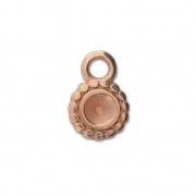 Round medal charm 8 mm for 4 mm cabochon or rhinestone - Rose Gold Tone x1