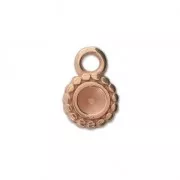 Round medal charm 8 mm for 4 mm cabochon or rhinestone - Rose Gold Tone x1