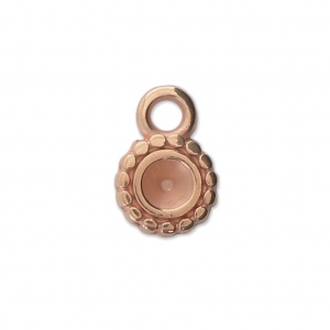 Round medal charm 8 mm for 4 mm cabochon or rhinestone - Rose Gold Tone x1