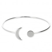 Half moon bracelet for 8 mm cabochon - Rhodium Tone x1