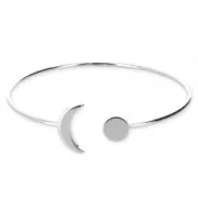 Half moon bracelet for 8 mm cabochon - Rhodium Tone x1