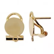 Clip earrings for pierced ears - Round flat pad - 10 mm Fine gold plated x2