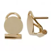 Clip earrings for pierced ears - Round flat pad - 10 mm Fine gold plated x2