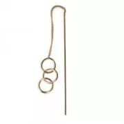 Earrings with a chain and 3 loops 110 mm with fine gold plated x2