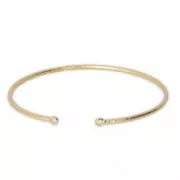 Brass diamond bangle bracelet 2 loops 54x50 mm Fine Gold plated x1