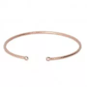 Brass diamond bangle bracelet 2 loops 54x50 mm Rose Gold Tone x1
