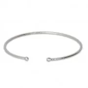 Brass diamond bangle bracelet 2 loops 54x50 mm Rhodium x1
