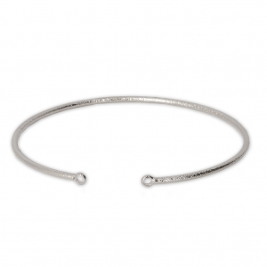 Brass diamond bangle bracelet 2 loops 54x50 mm Rhodium x1