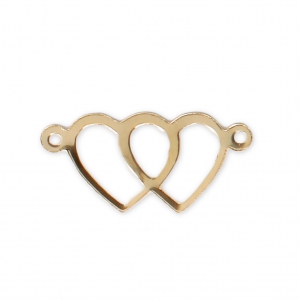 Gold-filled Double-heart spacer 2 loops 18x8.5 mm x1