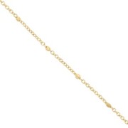 cable chain with Faceted beds 1.35 mm Fine Gold Plated x1m